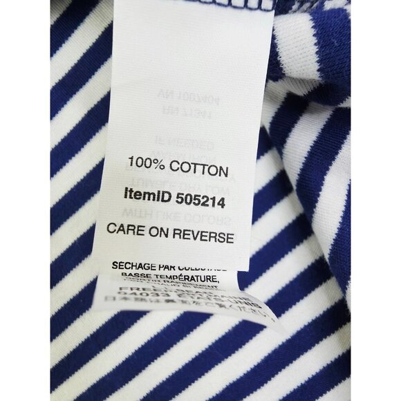 L.L. Bean Size XL Womens White Blue Stripe 3/4 Sleeve Draw String V Neck Top - Picture 5 of 9